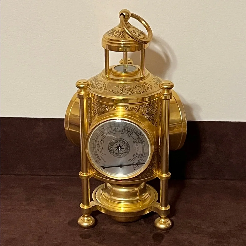 Franklin Mint International Meteorological Clock. Cast Metal 24K Gold Plated